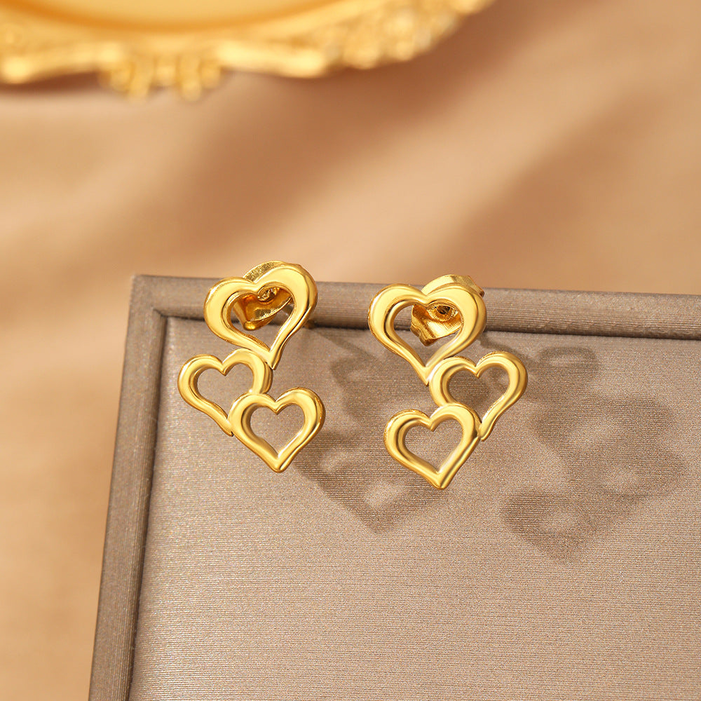 Wholesale New Valentine's Day Simple Fashion Love Stitching Hollow Earrings